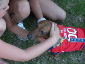 Rerun in his Sox jersey with his teenage fanclub.