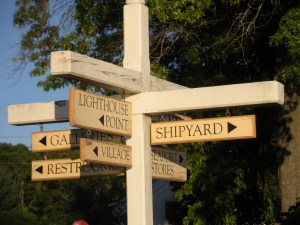 Quaint signpost in the Seaport.
