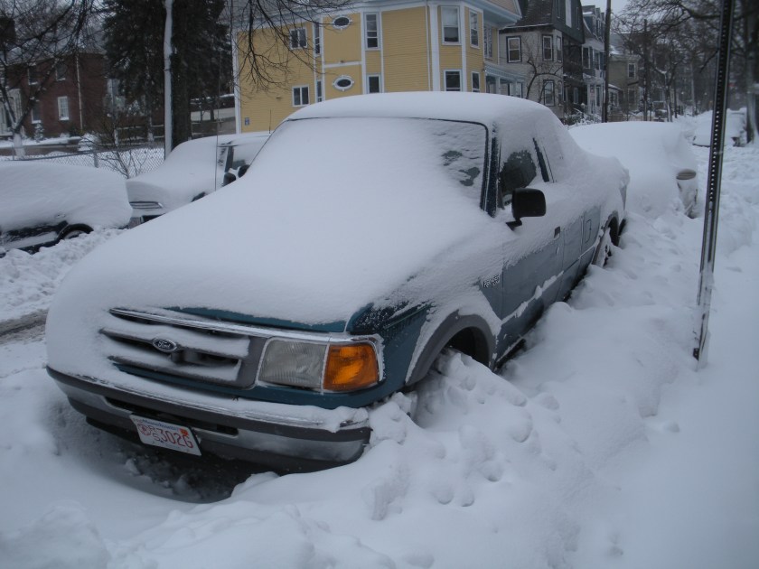 The truck, still snow covered.
