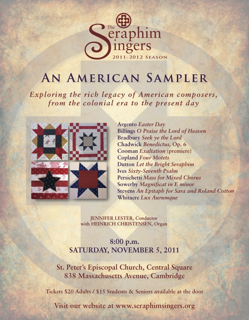 An American Sampler Concert Poster November 5, 2011