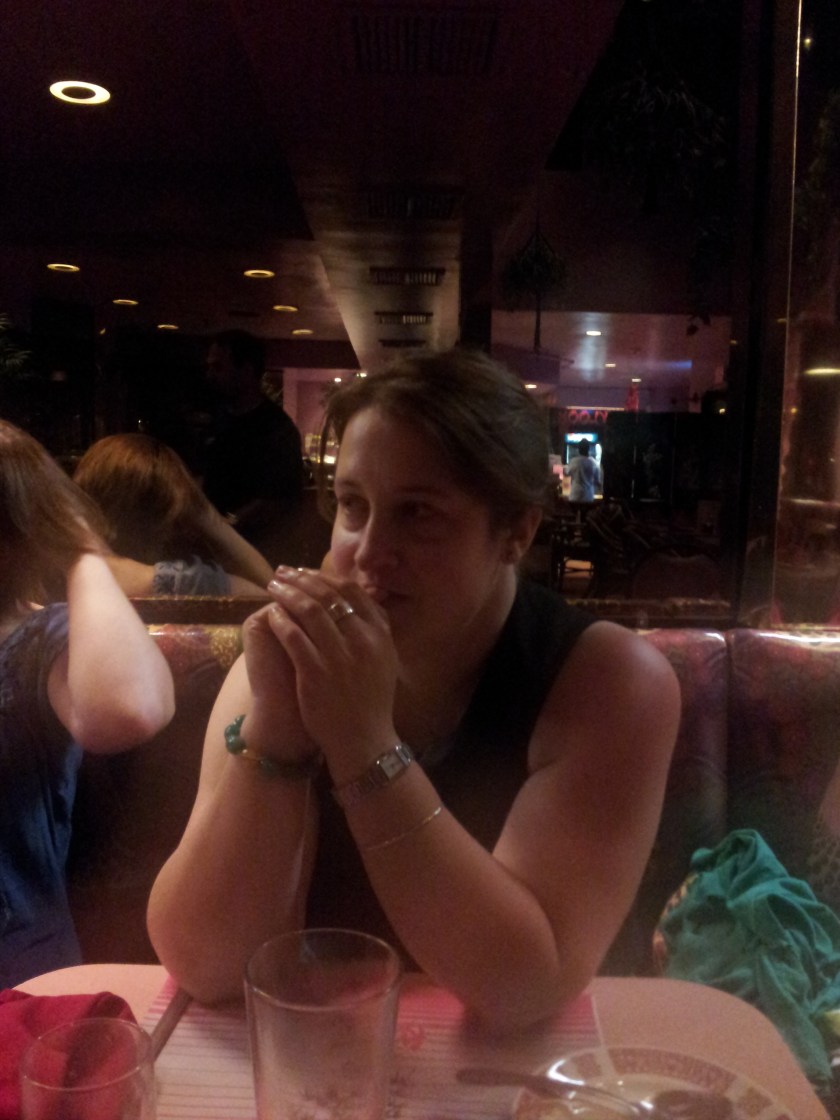 Amanda waiting for her mooshu.