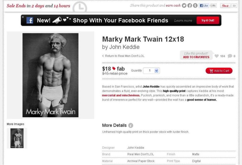 Somehow I think Mr. Clemens would have found this funny. Somehow I think Mr. Clemens would have found this funny.