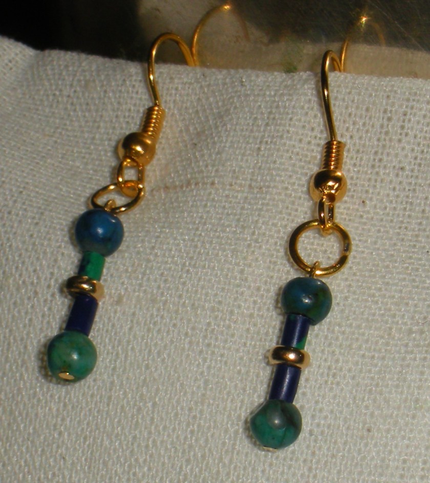 14k gold center bead, chrysocolla.