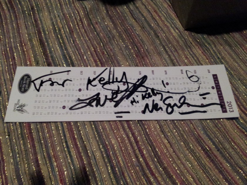 This is a Harvard Book Store bookmark signed by Amanda Palmer & Neil Gaiman. It's on my shelf next to my safety goggles signed by the Mythbusters. Yes, really.