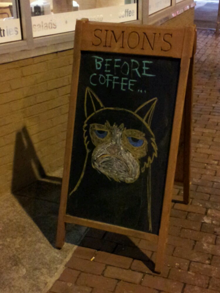 Grumpy Cat, or, Geoff before coffee.