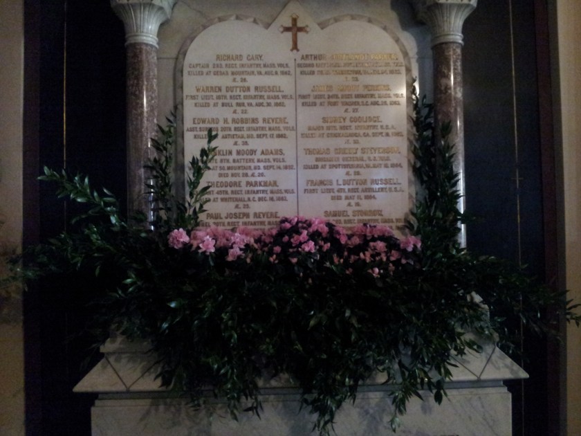 The arrangement in front of the Civil War monument was nice, I thought.  