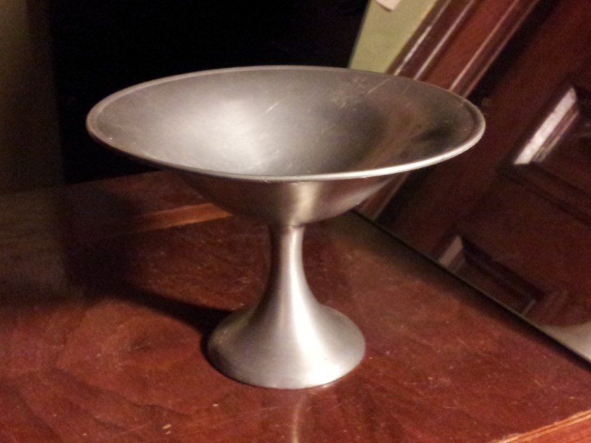 A simple pewter compote.