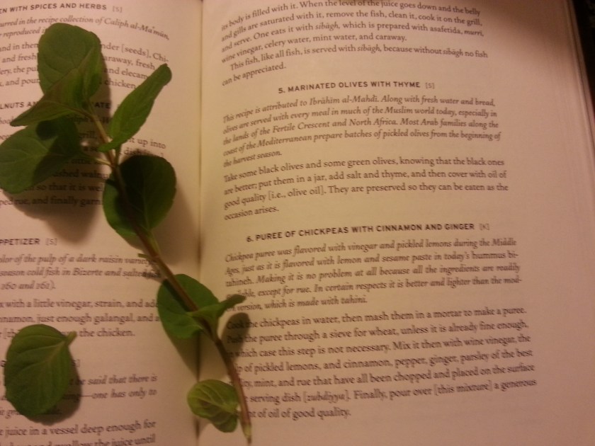 Here's the page with the "marinated olives in thyme" recipe plus a really interesting chickpea paste (called "hummus" by the non-Westerosi)