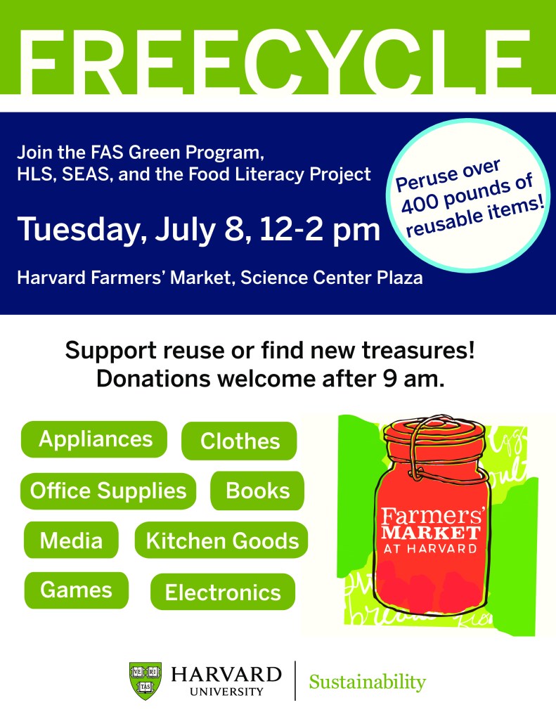 Harvard Square Famer's Market Freecycle event poster
