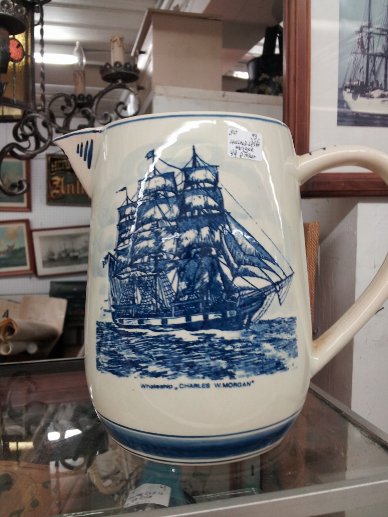 A pitcher featuring the famous whaling ship.  