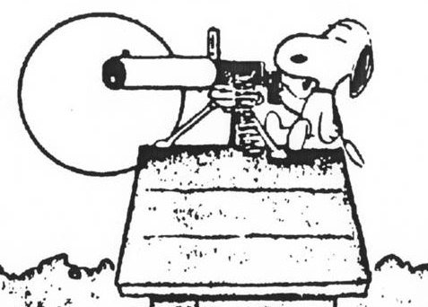 Snoopy with a very large gun.