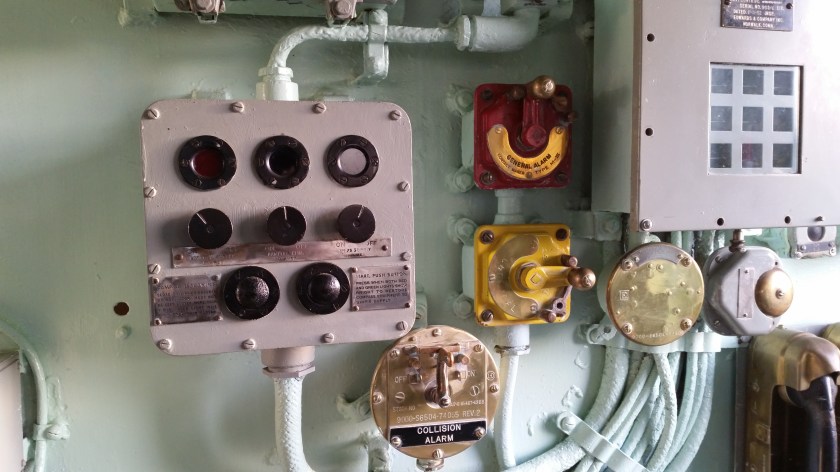 Note the special alarms: collision and general [quarters].  