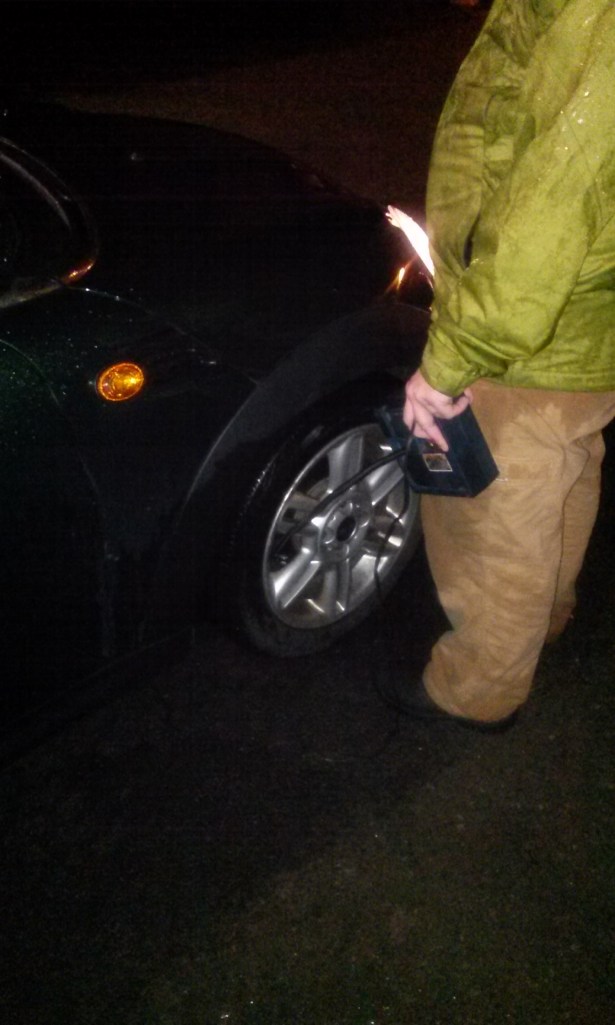Flat tires in the pouring rain are always fun.