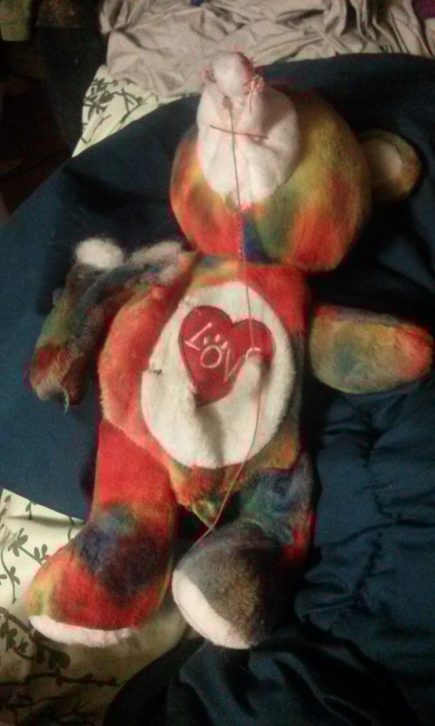 This was what it looked like after a little play tonight.  There's even less bear now.